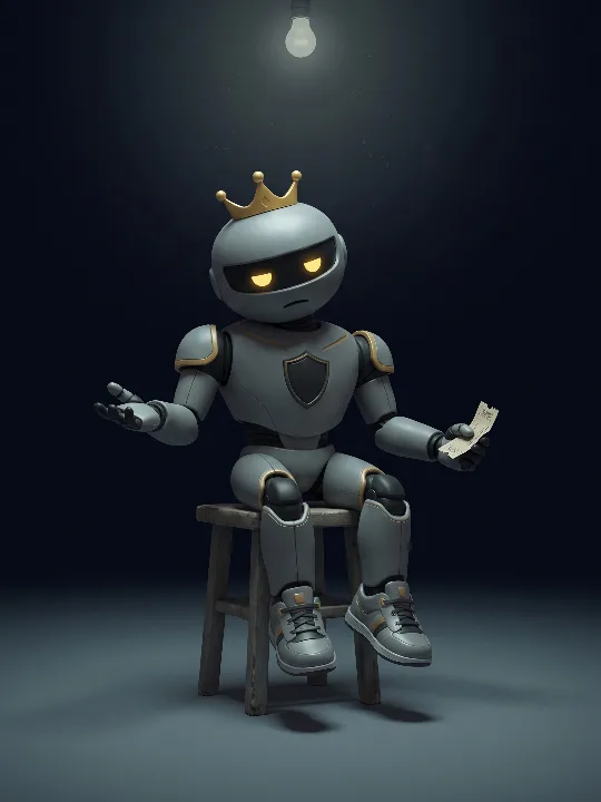 La mascotte Score Master, blasée, avec un ticket froissé